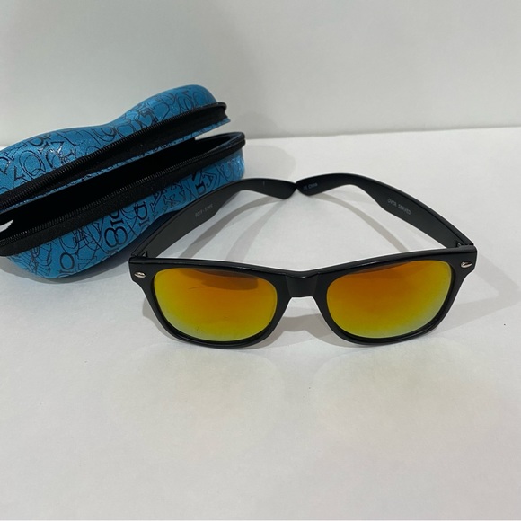 SHEIN Women’s Black & Rainbow Mirror Reflection Round Rectangle Sunglasses - Picture 1 of 3